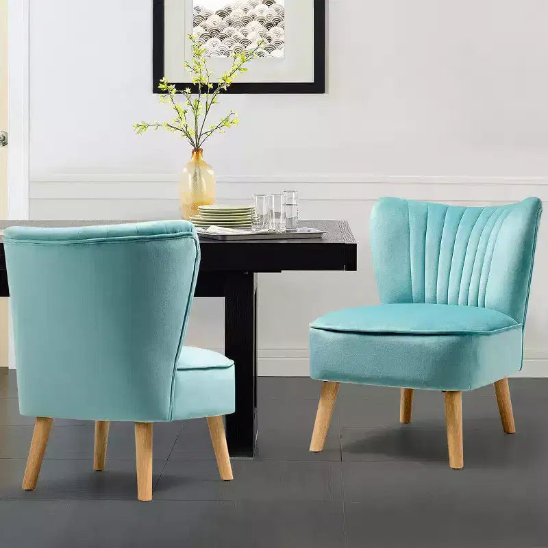 Costway Poltrona accent 2 pz Poltrona singola senza braccioli con gambe in legno
