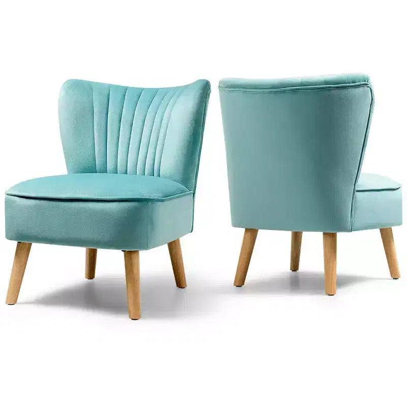 Costway Poltrona accent 2 pz Poltrona singola senza braccioli con gambe in legno