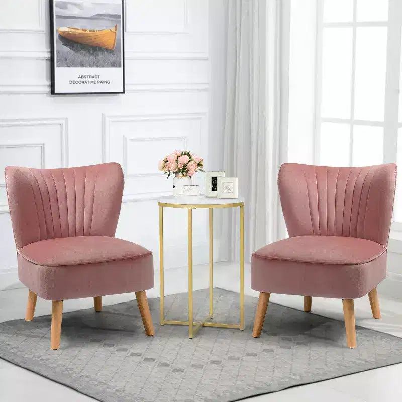 Costway Poltrona accent 2 pz Poltrona singola senza braccioli con gambe in legno