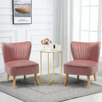 Costway Poltrona accent 2 pz Poltrona singola senza braccioli con gambe in legno