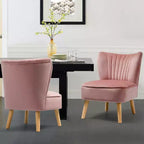 Costway Poltrona accent 2 pz Poltrona singola senza braccioli con gambe in legno