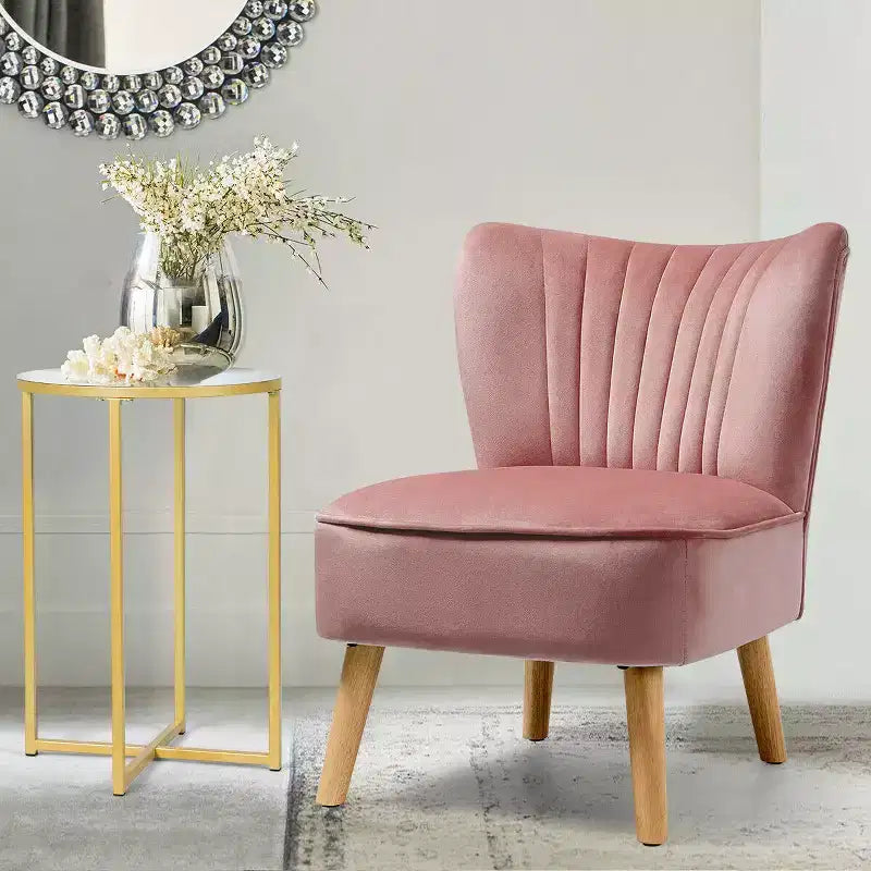 Costway Poltrona accent 2 pz Poltrona singola senza braccioli con gambe in legno