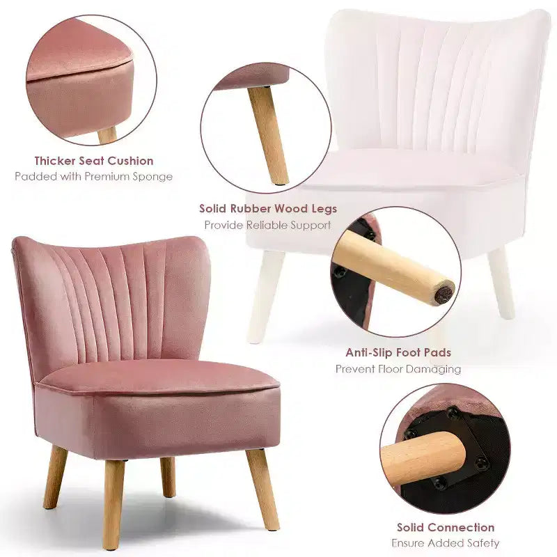 Costway Poltrona accent 2 pz Poltrona singola senza braccioli con gambe in legno