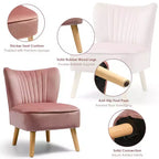 Costway Poltrona accent 2 pz Poltrona singola senza braccioli con gambe in legno