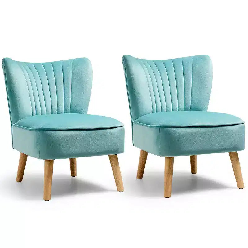 Costway Poltrona accent 2 pz Poltrona singola senza braccioli con gambe in legno