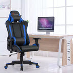 Sedia da Gaming con Massaggio Costway, Sedia da Corsa Reclinabile con Supporto Lombare e Poggiatesta Bianco/Blu/Rosa/Rosso