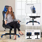 Sedia da Gaming con Massaggio Costway, Sedia da Corsa Reclinabile con Supporto Lombare e Poggiatesta Bianco/Blu/Rosa/Rosso