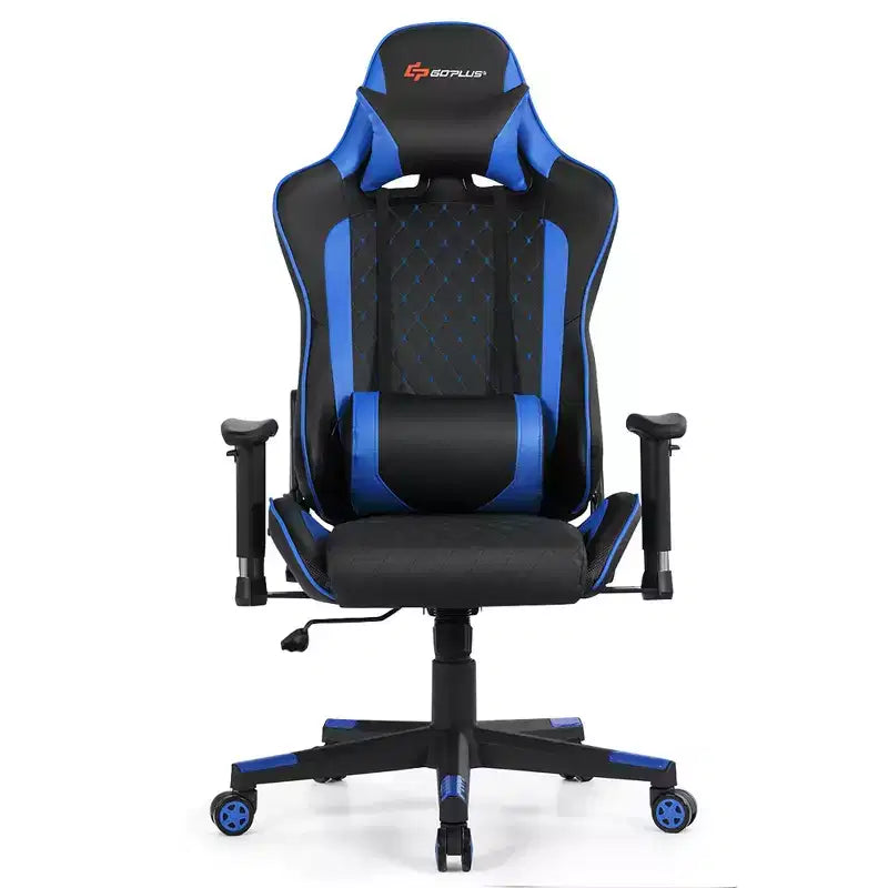Sedia da Gaming con Massaggio Costway, Sedia da Corsa Reclinabile con Supporto Lombare e Poggiatesta Bianco/Blu/Rosa/Rosso