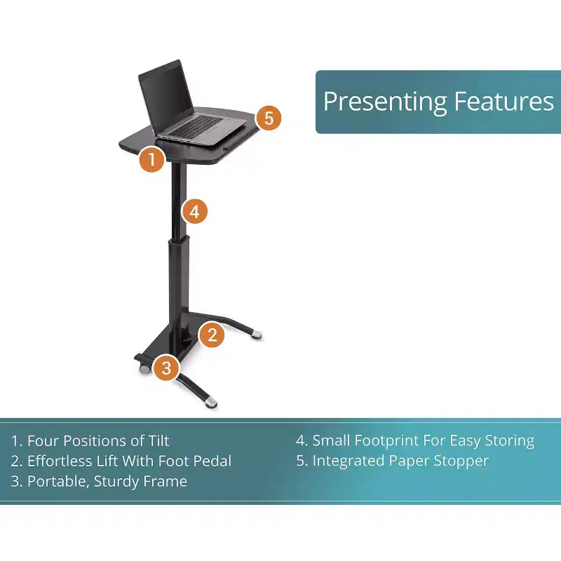 Stand Up Desk Store Supporto per laptop con leggio inclinabile regolabile in altezza con sollevamento pneumatico