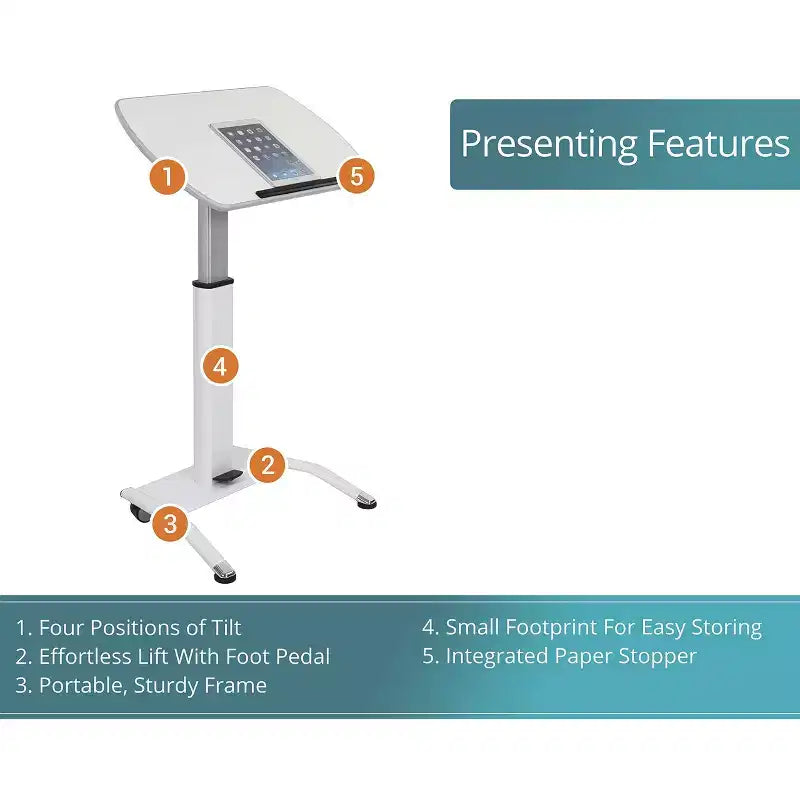 Stand Up Desk Store Supporto per laptop con leggio inclinabile regolabile in altezza con sollevamento pneumatico