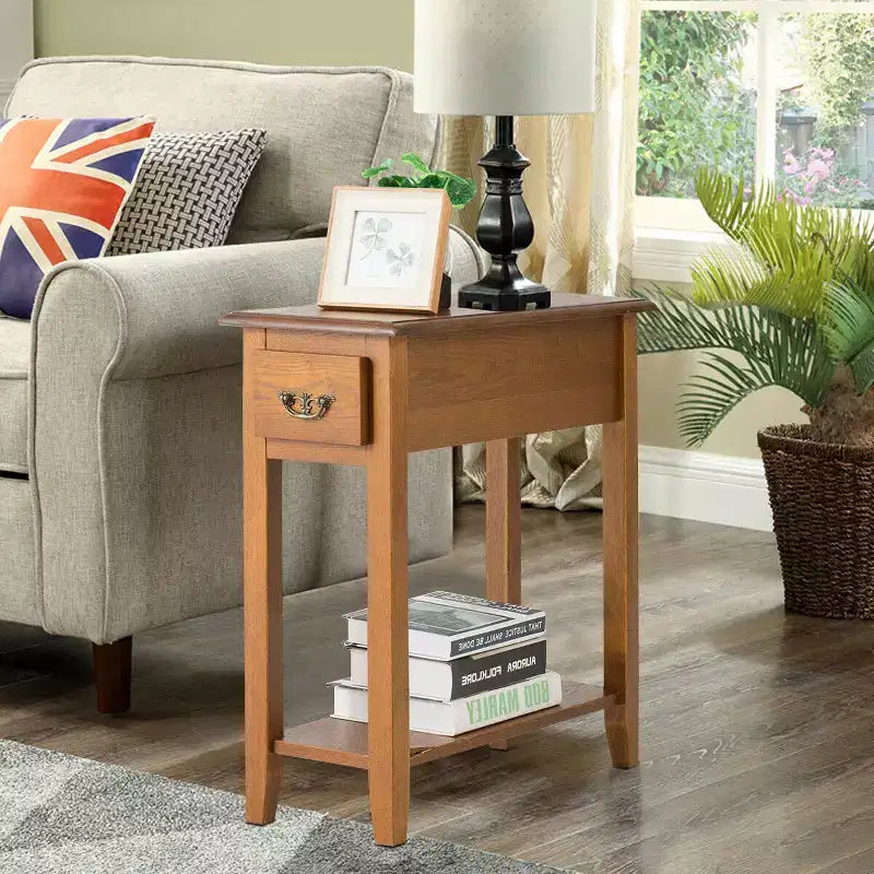 Tavolino Costway da Divano Letto Comodino Stretto con Cassetto