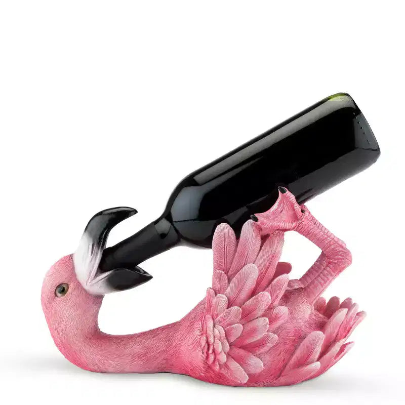 True Flamingo Polyresin Wine Bottle Holder, Pink Bird Wine Holder, Animal Wine Rack, Kitchen Decor, Bar Gifts, Holds 1 Standard Wine Bottle, Set of 1