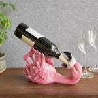 Portabottiglie in poliresina a forma di fenicottero, supporto per bottiglie di vino a forma di uccello rosa, portabottiglie a forma di animale, decorazione da cucina, regali per bar, contiene 1 bottiglia di vino standard, set da 1