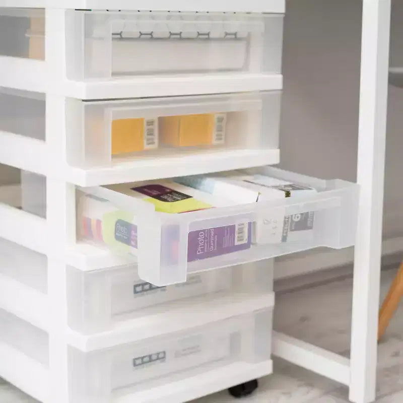 IRIS USA Carrello portaoggetti a 6 cassetti con piano organizer, bianco