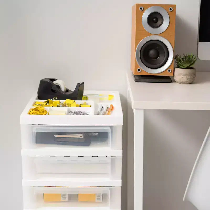 IRIS USA Carrello portaoggetti a 6 cassetti con piano organizer, bianco