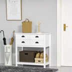 HOMCOM Credenza Madia, Tavolo Consolle da Ingresso con 4 Cassetti e Ripiano Inferiore a Doghe, per Cucina, Sala da Pranzo, Soggiorno