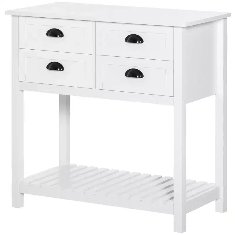 HOMCOM Credenza Madia, Tavolo Consolle da Ingresso con 4 Cassetti e Ripiano Inferiore a Doghe, per Cucina, Sala da Pranzo, Soggiorno