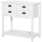 HOMCOM Credenza Madia, Tavolo Consolle da Ingresso con 4 Cassetti e Ripiano Inferiore a Doghe, per Cucina, Sala da Pranzo, Soggiorno