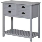 HOMCOM Credenza Madia, Tavolo Consolle da Ingresso con 4 Cassetti e Ripiano Inferiore a Doghe, per Cucina, Sala da Pranzo, Soggiorno