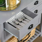 HOMCOM Credenza Madia, Tavolo Consolle da Ingresso con 4 Cassetti e Ripiano Inferiore a Doghe, per Cucina, Sala da Pranzo, Soggiorno