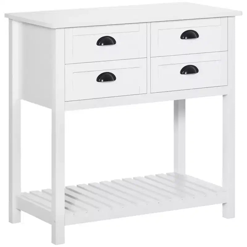 HOMCOM Credenza Madia, Tavolo Consolle da Ingresso con 4 Cassetti e Ripiano Inferiore a Doghe, per Cucina, Sala da Pranzo, Soggiorno