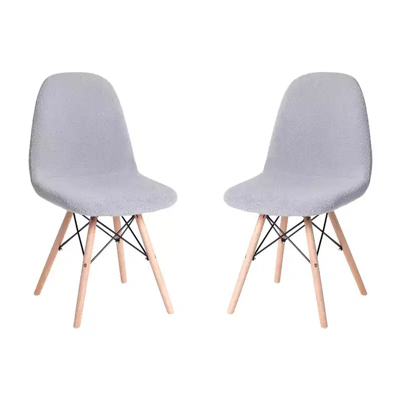 Emma and Oliver Set of 2 Dorset Series Faux Shearling Accent Chairs with Beechwood Legs for Living Room, Bedroom, Dorm and More