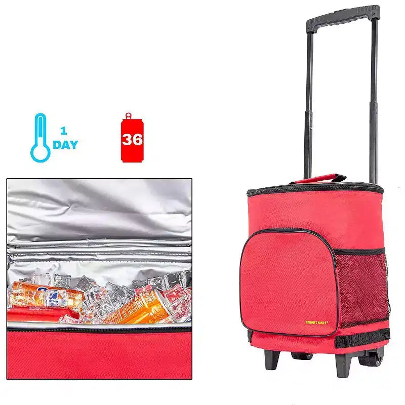 dbest products Carrello frigo ultra compatto Smart Cart, isotermico pieghevole con ruote per portellone barbecue spiaggia estate