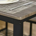 Set Tavolo da Pranzo Industriale HOMCOM, Tavolo e Sedie da Cucina per 4 Persone, Tavolo da Pranzo con Panca, Struttura in Metallo, Scaffale Contenitore, Set Dinette, Marrone Rustico