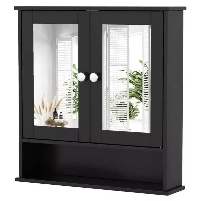 Costway Specchio da Parete Mobiletto a Muro Bagno con Armadietto per Medicinali Organizer Bianco/Grigio/Marrone/Nero
