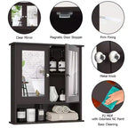 Costway Specchio da Parete Mobiletto a Muro Bagno con Armadietto per Medicinali Organizer Bianco/Grigio/Marrone/Nero