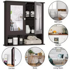 Costway Specchio da Parete Mobiletto a Muro Bagno con Armadietto per Medicinali Organizer Bianco/Grigio/Marrone/Nero