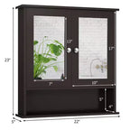 Costway Specchio da Parete Mobiletto a Muro Bagno con Armadietto per Medicinali Organizer Bianco/Grigio/Marrone/Nero