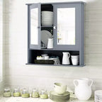 Costway Specchio da Parete Mobiletto a Muro Bagno con Armadietto per Medicinali Organizer Bianco/Grigio/Marrone/Nero