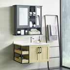 Costway Specchio da Parete Mobiletto a Muro Bagno con Armadietto per Medicinali Organizer Bianco/Grigio/Marrone/Nero