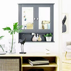 Costway Specchio da Parete Mobiletto a Muro Bagno con Armadietto per Medicinali Organizer Bianco/Grigio/Marrone/Nero