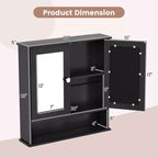 Costway Specchio da Parete Mobiletto a Muro Bagno con Armadietto per Medicinali Organizer Bianco/Grigio/Marrone/Nero