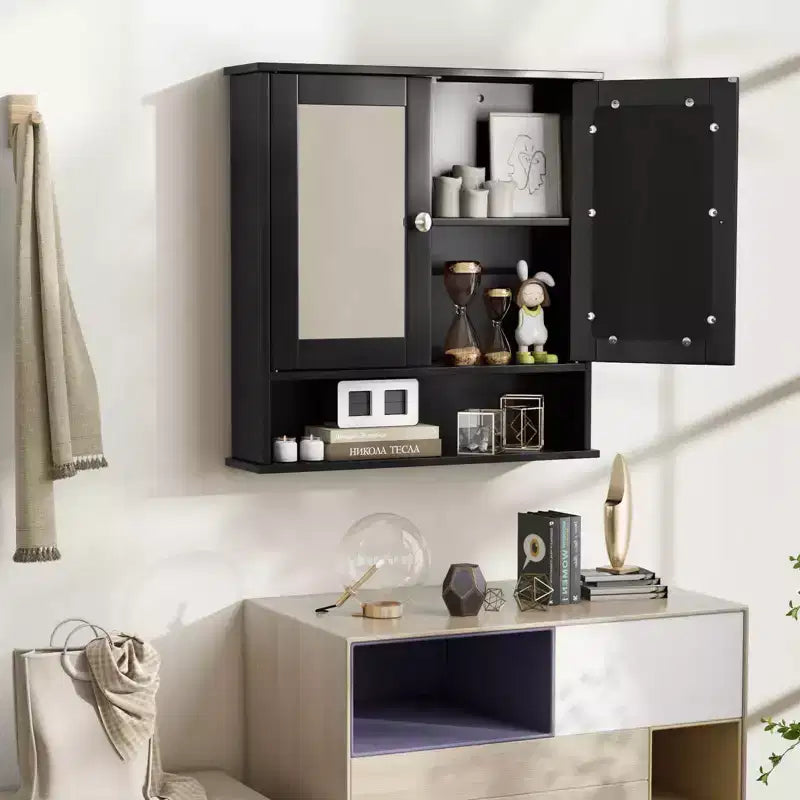Costway Specchio da Parete Mobiletto a Muro Bagno con Armadietto per Medicinali Organizer Bianco/Grigio/Marrone/Nero