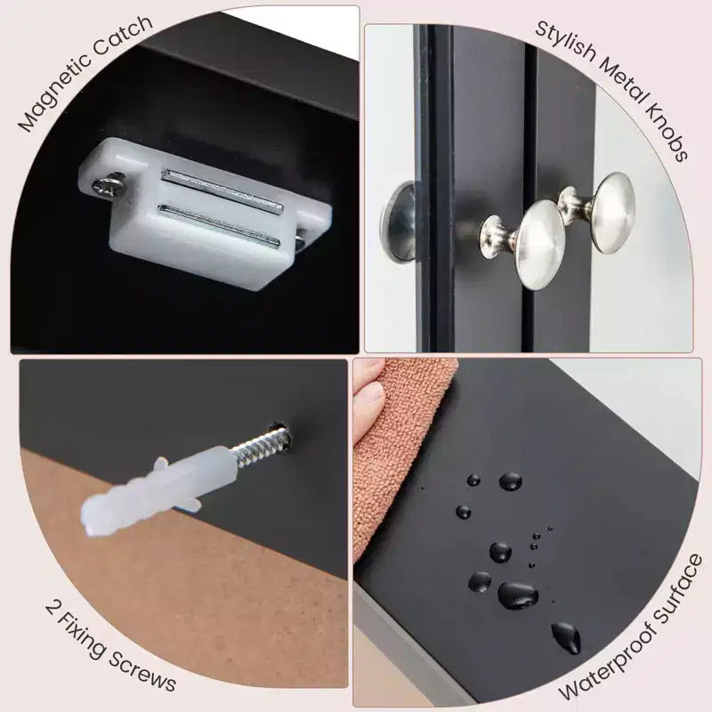 Costway Specchio da Parete Mobiletto a Muro Bagno con Armadietto per Medicinali Organizer Bianco/Grigio/Marrone/Nero