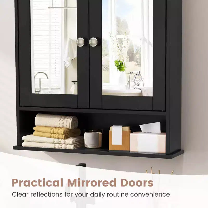 Costway Specchio da Parete Mobiletto a Muro Bagno con Armadietto per Medicinali Organizer Bianco/Grigio/Marrone/Nero