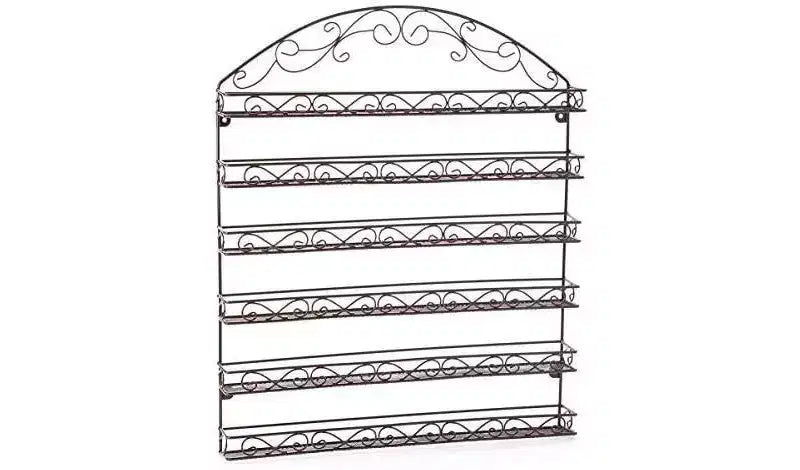 Portasmalti da Muro con Cornice in Metallo Colore Bronzo, Contiene Fino a 102 Flaconi di Smalto - HomeItUsa