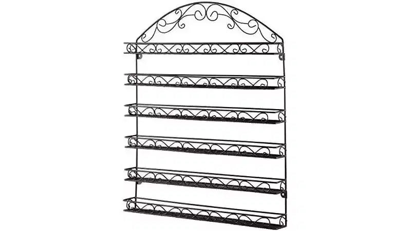 Portasmalti da Muro con Cornice in Metallo Colore Bronzo, Contiene Fino a 102 Flaconi di Smalto - HomeItUsa