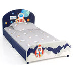 Costway Letto a Piattaforma per Bambini Imbottito, Letto Singolo in Legno con Motivo Astronauta