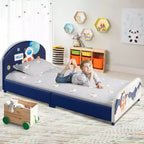 Costway Letto a Piattaforma per Bambini Imbottito, Letto Singolo in Legno con Motivo Astronauta