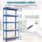 Costway 2 pz Scaffali di Stoccaggio in Metallo a 5 Ripiani 152 cm Ripiani Regolabili Argento/Grigio/Blu