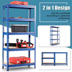 Costway 2 pz Scaffali di Stoccaggio in Metallo a 5 Ripiani 152 cm Ripiani Regolabili Argento/Grigio/Blu