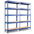 Costway 2PCS 5-Tier Metal Storage Shelves 60''Adjustable Shelves Silver\Gray\ Blue