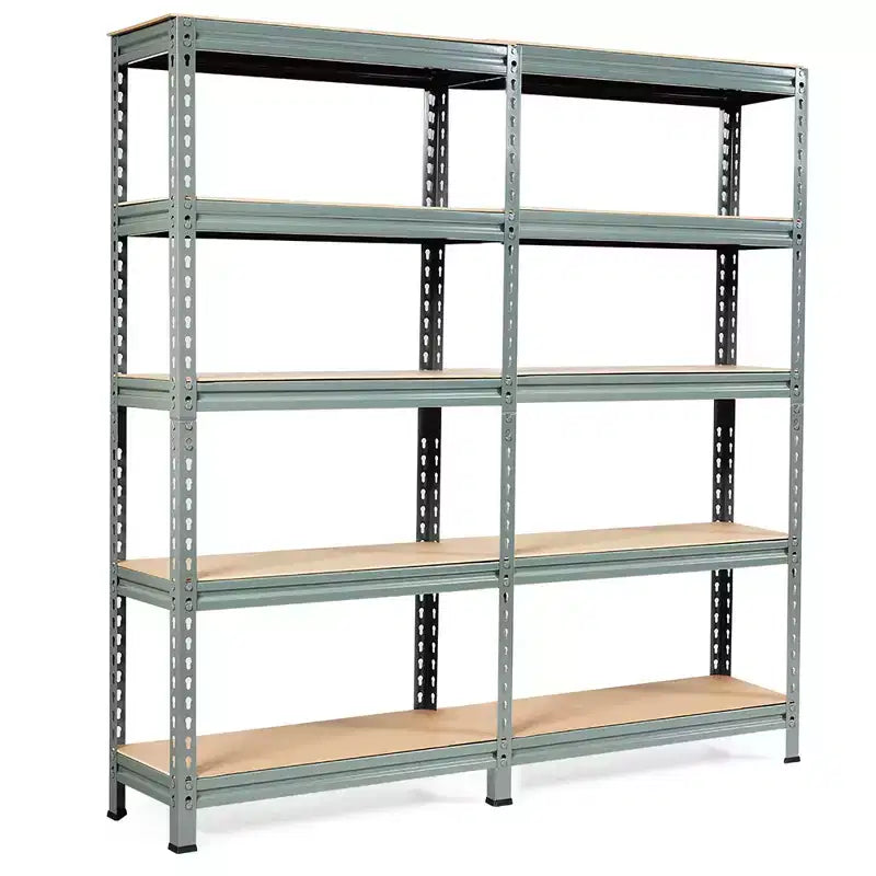 Costway 2 pz Scaffali di Stoccaggio in Metallo a 5 Ripiani 152 cm Ripiani Regolabili Argento/Grigio/Blu