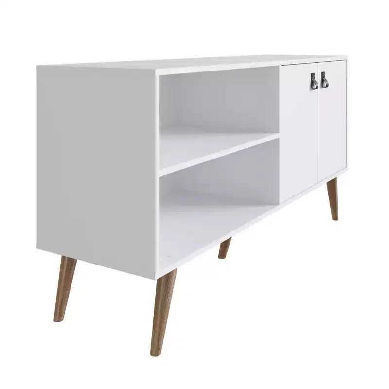 Mobile TV Manhattan Comfort in similpelle color ambra con maniglie per TV fino a 50 pollici