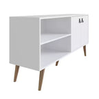 Mobile TV Manhattan Comfort in similpelle color ambra con maniglie per TV fino a 50 pollici