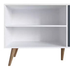 Mobile TV Manhattan Comfort in similpelle color ambra con maniglie per TV fino a 50 pollici